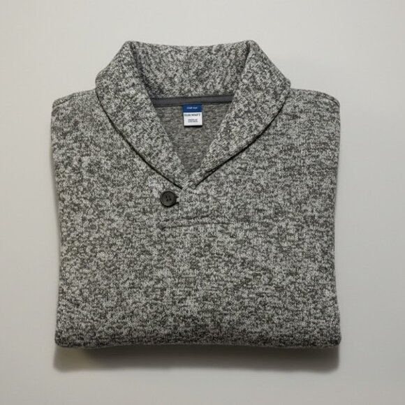 🏷️ Old Navy Youth L (10-12) Gray Heathered Shawl Collar Fleece Pullover Sweater - Picture 1 of 8